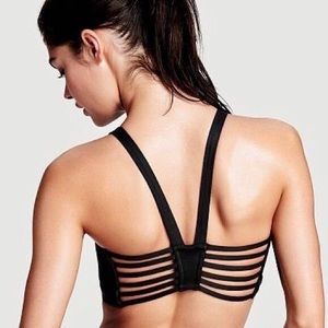 VSX Victoria’s Secret Heather Grey Grey Deep Plunge Strappy Sports Bra small